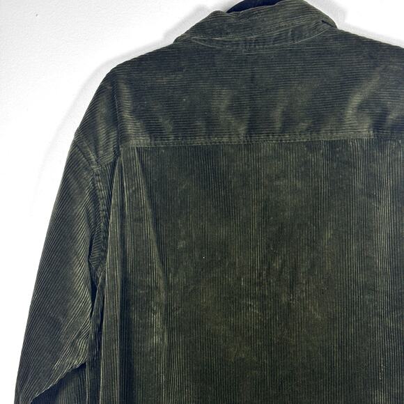 UNI QLO Corduroy Work Long-Sleeve Shirt Olive Green Size Large Pre-Loved - Picture 10 of 16